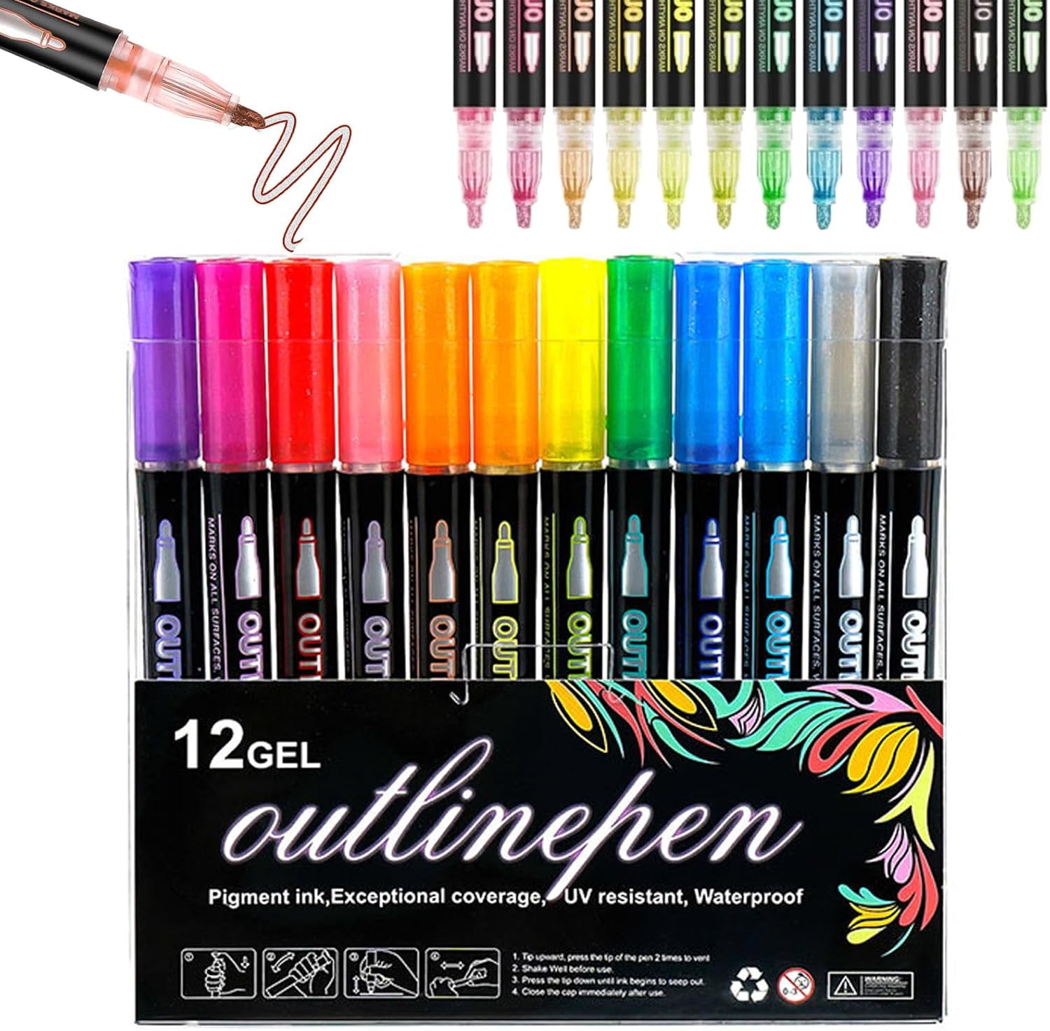 Coloring Lightstick Graffiti Highlighter Pens, Outline Markers Self ...