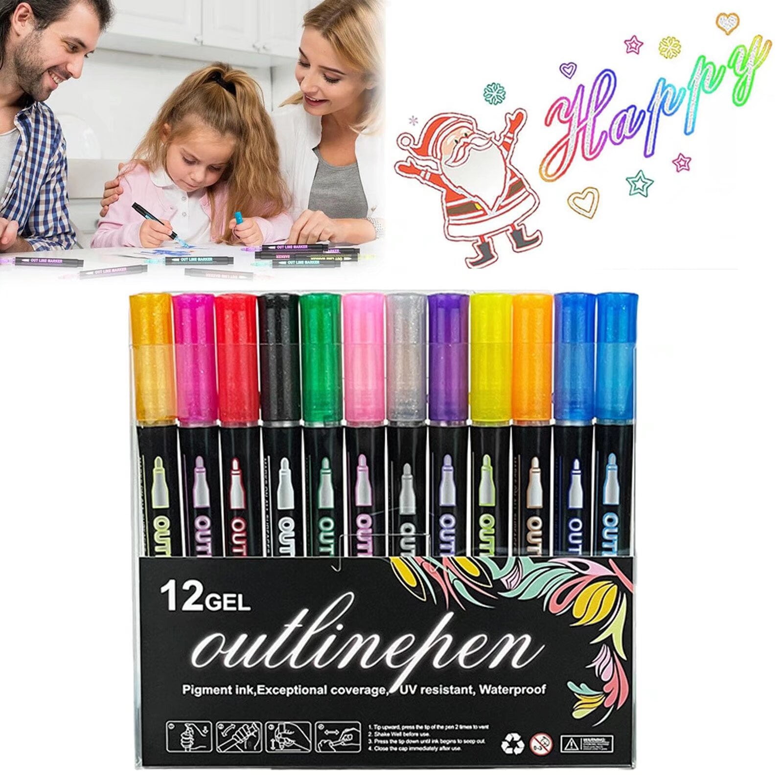 Coloring Lightstick Graffiti Pen, Double Line Outliner Markers, Outline ...