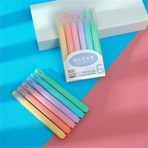 Coloring Markers Clerance, Six Pack Soft Headed Fluorescent Pen Label Pen, Colored Small Fresh Candy Color Marker Pen, Student Office Use 10ml, Back to College