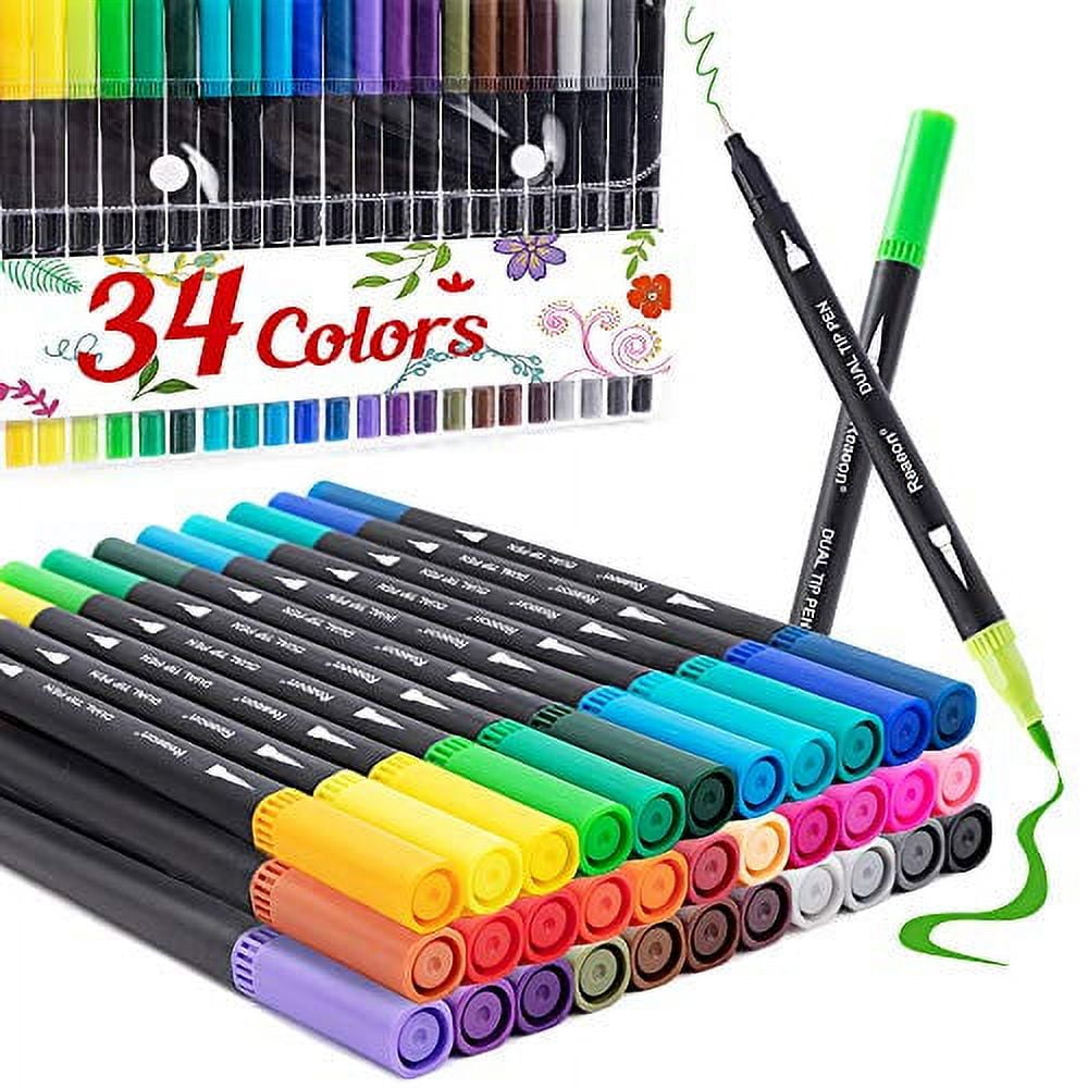 VigorFun Dual Brush Marker Pens, 36 Colored Markers, Fine Point and Brush  Tip Art Markers for Kids Adult Coloring Books Journaling Drawing  Calligraphy