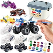 Joyfy Kids Craft Kit Coloring Monster Truck, 8 Pcs DIY Monster Friction Powered Truck, Birthday Gift Toy for Kids
