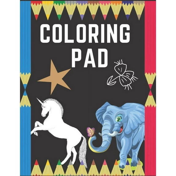 Coloring Pad: COLORING ANIMALS & WORDS FOR KIDS 50 PAGES, 8.5"x11" (Paperback)