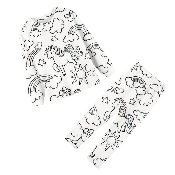 Coloring Pajamas for Boys Girls Kids Diy Hand Painted Homewear Set Long Sleeve 2 Piece Pajamas Set Christmas Pjs 8-9 Years