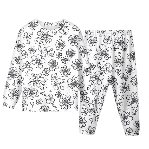 Coloring Pajamas for Boys Girls Kids Diy Hand Painted Homewear Set Long Sleeve Crew Neck Top with Pajamas Pants Christmas Pajamas 4-5 Years