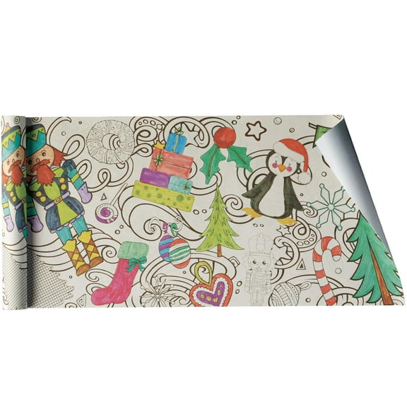 Coloring Paper Roll - 18-Foot Drawing Paper Roll for Kids and Adults, Use in Kids' Easel or as Giant Coloring Poster, Large Sheet with Durable Paper, Perfect for Parties, Classrooms & Work (Christmas)