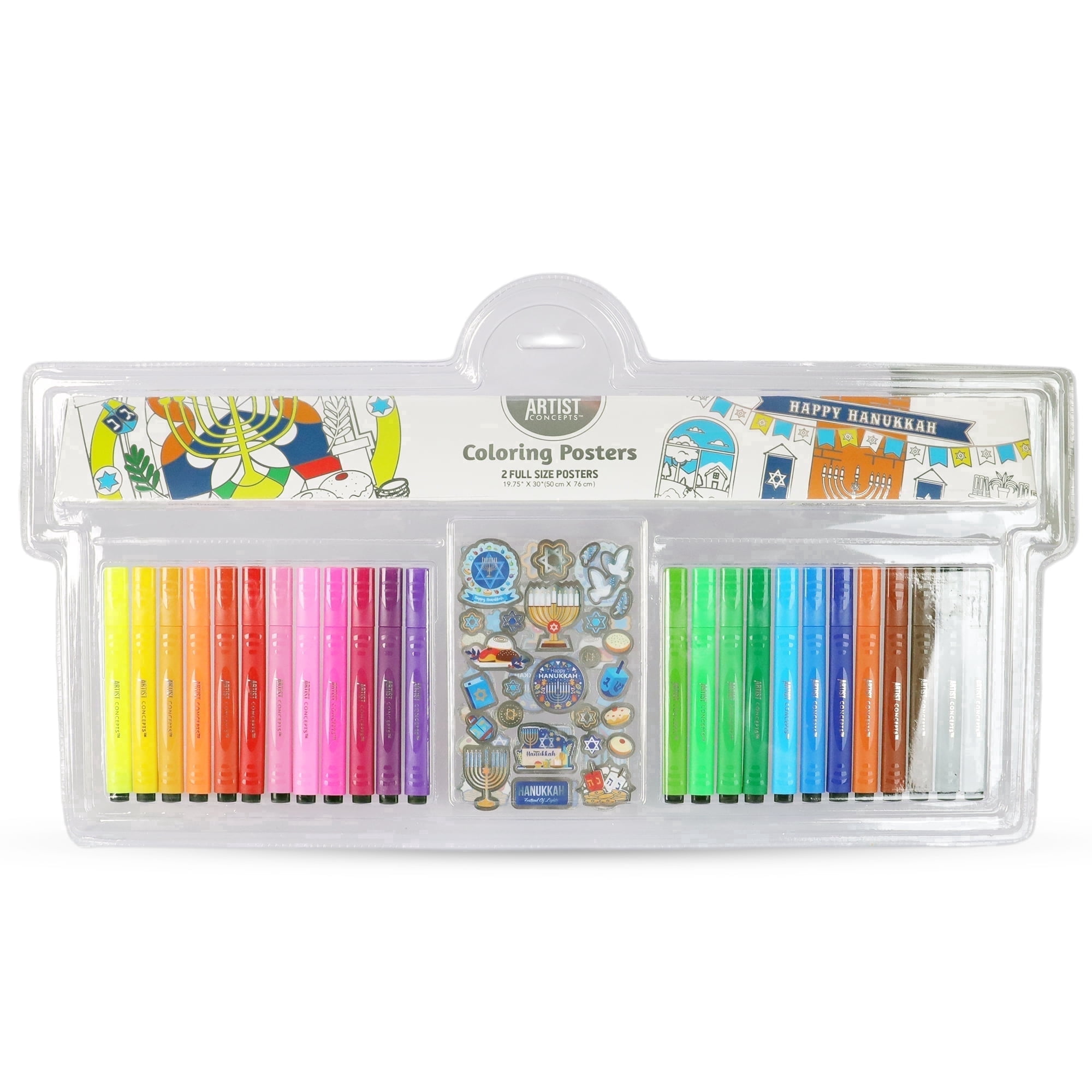Artist Concepts Coloring Posters with 24 Alcohol Markers & Stickers, Holiday Arts & Crafts