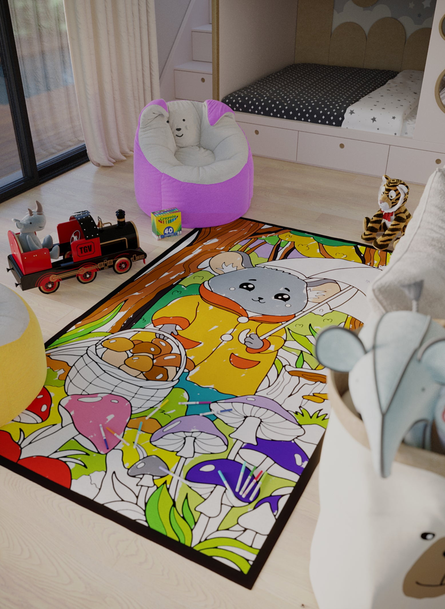 Coloring Rug Brand Forest Folk Foraging with Matteo Mouse Coloring