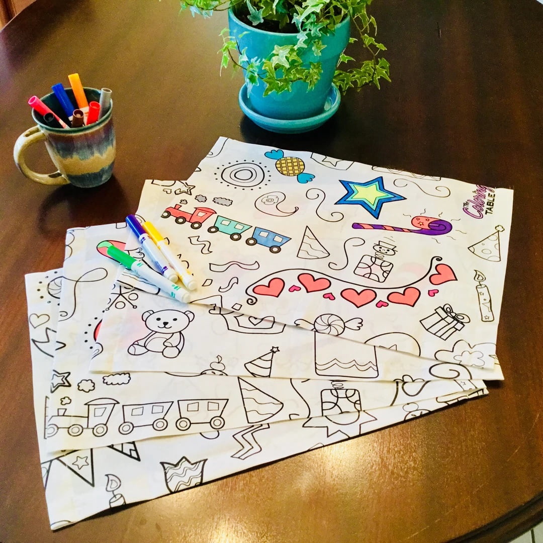 Colerable Ptable The Coloring Table - Birthday Design - Set of 8 Placemats (14