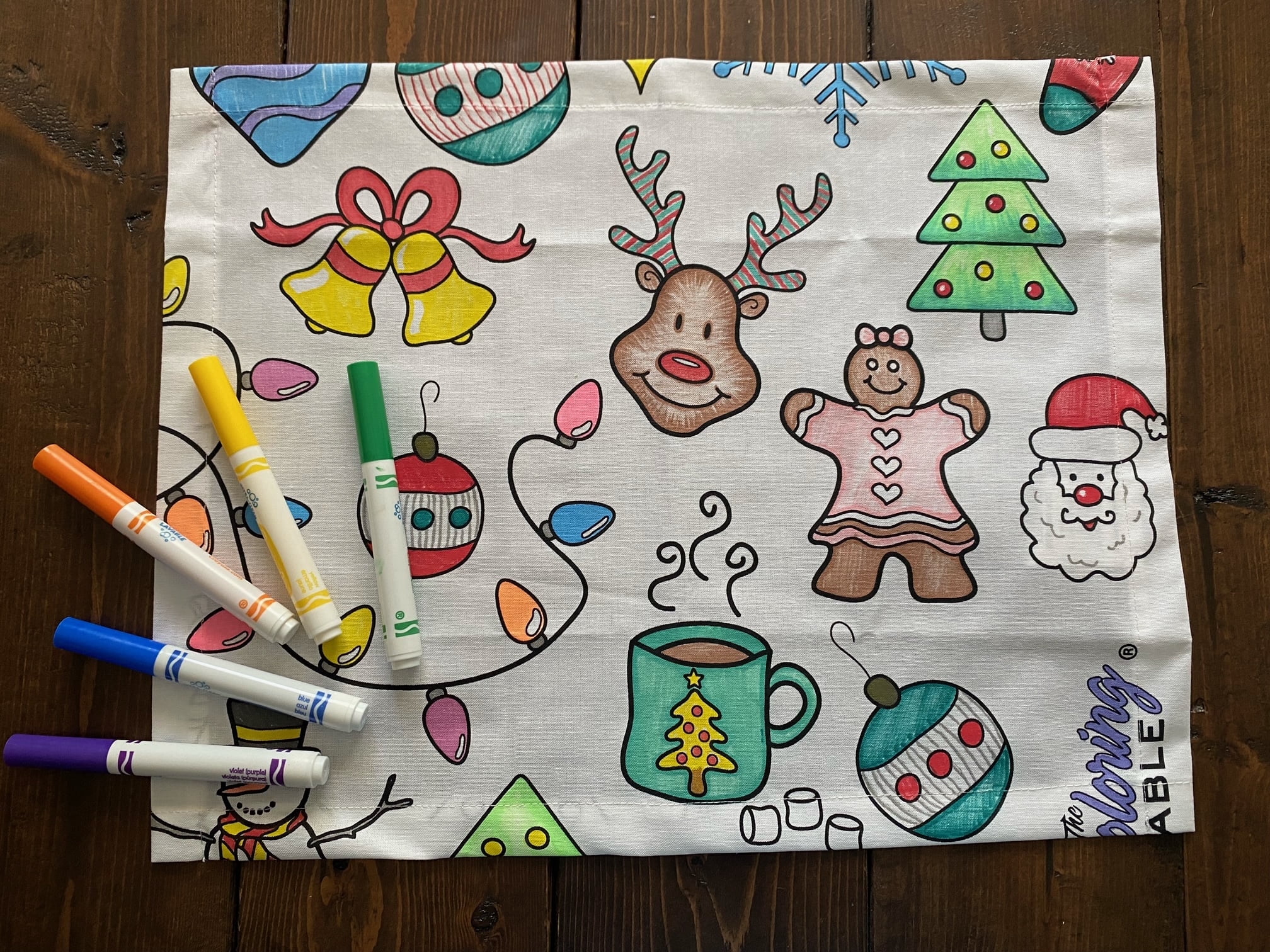Colerable Ptable The Coloring Table – Holiday Design - Set of 4 Placemats (14