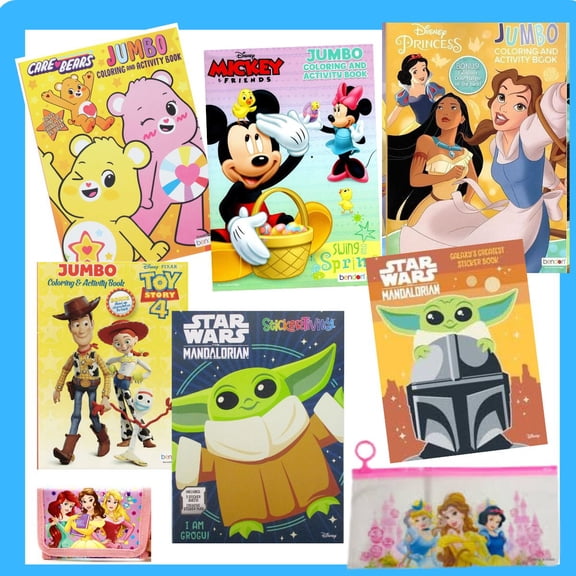 Coloring and Sticker Activity Book Bundle (6+ Piece)