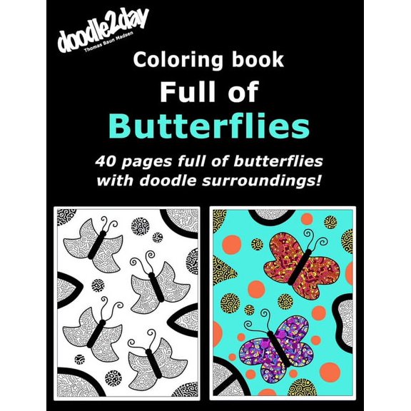 Coloring book Full of Butterflies: 40 pages full of butterflies with doodle surroundings! (Paperback)