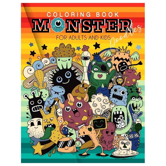 Coloring book Monster Doodles for Adults and Kids: Fun Easy and Relaxing Coloring Pages A Fun Activity Book For 5-12 Year (Paperback)(Large Print)