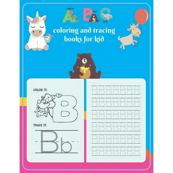 Coloring and tracing books for kid: Practice Handwriting and Color Hand Drawn Illustrations - Animal Coloring Book for K, (Paperback)