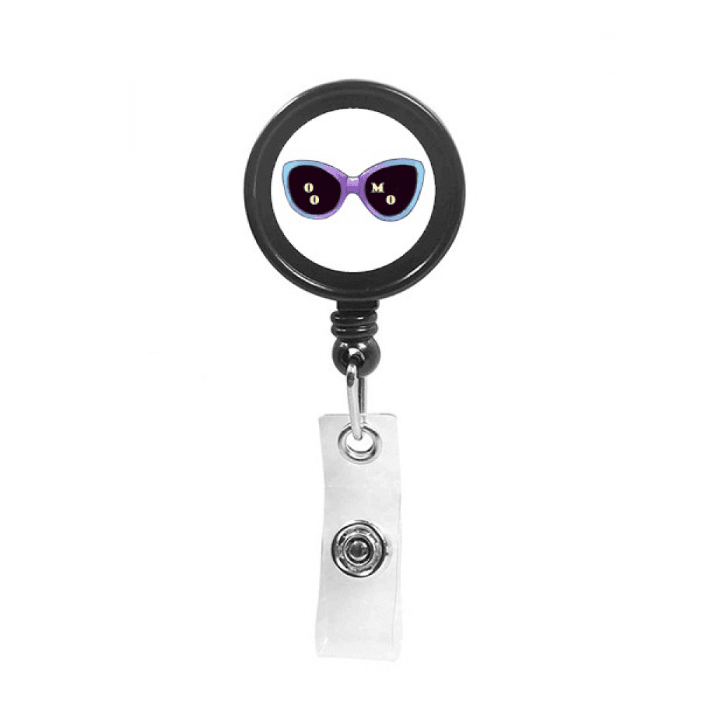 Colorized Illustration Pattern Sun Glasses Retractable Keychain Badge Holder ID Badge