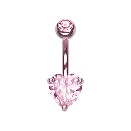 Colorline Cubic Zirconia Heart Prong Sparkle Belly Button Ring