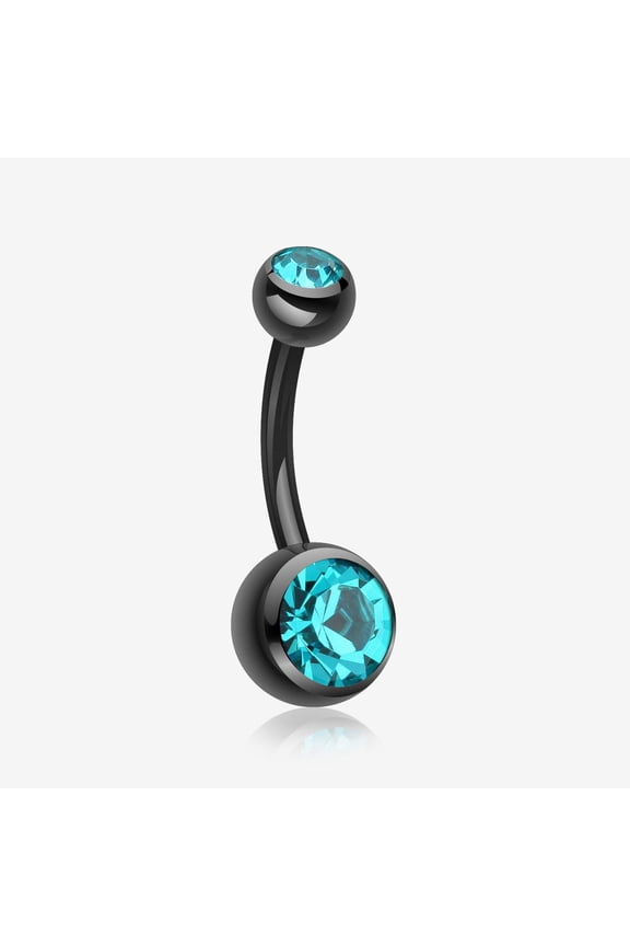 Colorline Double Gem Ball Steel Belly Button Ring