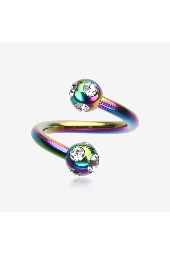Colorline PVD Aurora Gem Ball Twist Spiral Ring