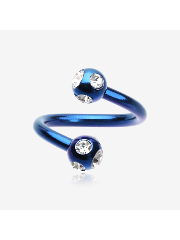 Colorline PVD Aurora Gem Ball Twist Spiral Ring