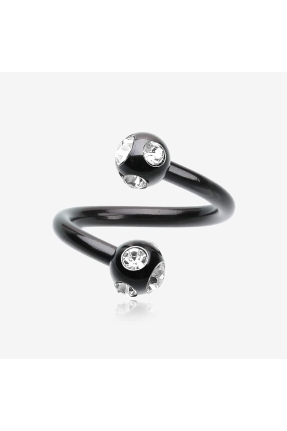 Colorline PVD Aurora Gem Ball Twist Spiral Ring