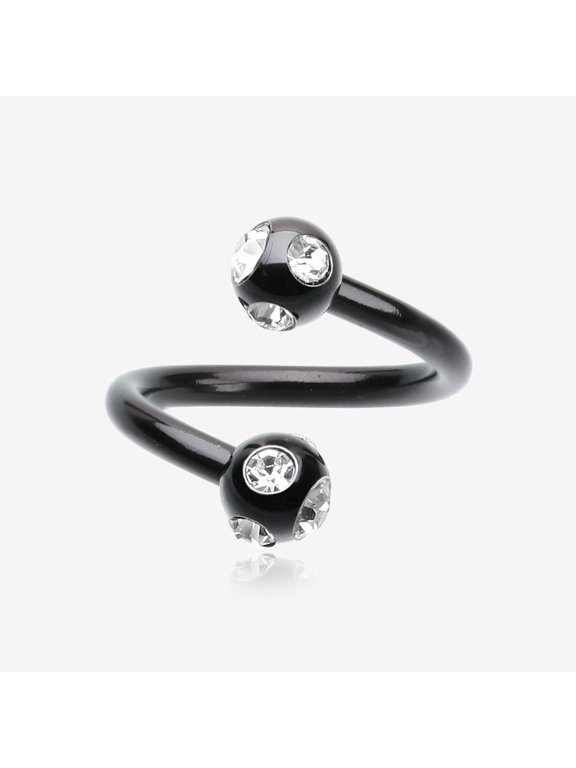 Colorline PVD Aurora Gem Ball Twist Spiral Ring