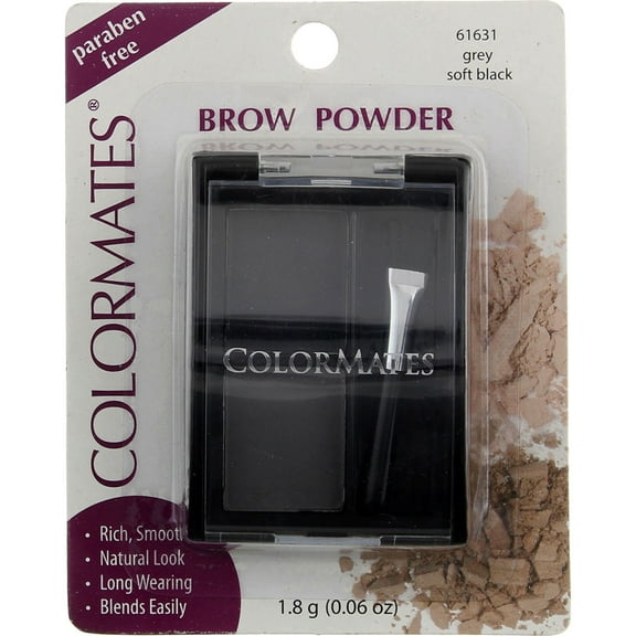Colormates Eyebrow Powder, Grey/Soft Black 61631, 0.06 oz