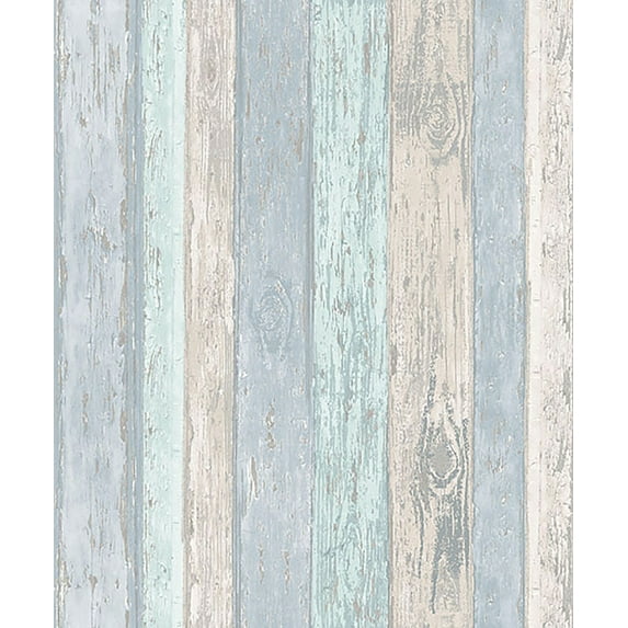 Coloroll Cannon Blue Distressed Wood Unpasted Paper Wallpaper, 20.5-in by 33-ft, 56.4 sq. ft.