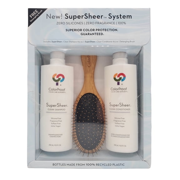 Colorproof Super Sheer Shampoo And Conditioner Set With Free Detangling Brush