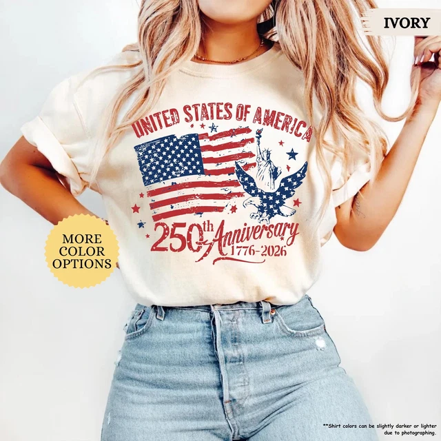 Colors America 250th Anniversary Shirt Patriotic Eagle Tee Distressed ...