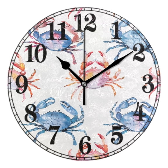 Colors Crabs Silent Wall Clock 10" Non-Ticking Battery Clock