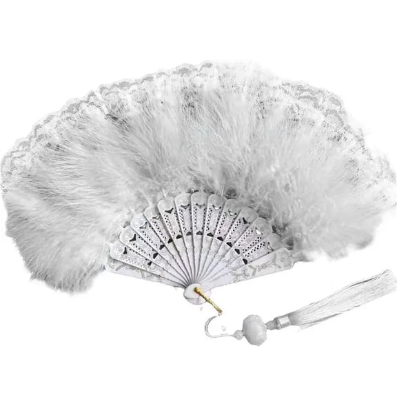 Colors Folded Feather Fan Classical Nostalgia Lace Feather Fan DIY Feather Folding Fan Feather Fan Wedding Decoration