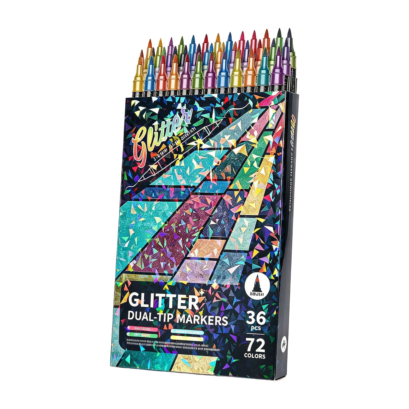 Colors Glitter Effect Brush Markers Pens,Dual-Tip Glitter Brush Markers Glitter Paint Pens Sparkle Pens,Paint Markers Shiny Shimmer Pens for Coloring Scrapbooking Card Making & Art Supplies (36 PCS)