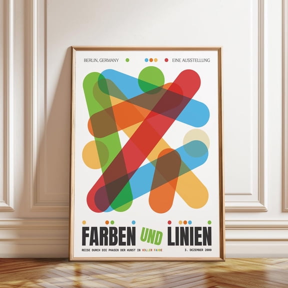 Colors & Lines: Colorful Art Exhibition Wall Poster Berlin, Germany - Vibrant Contemporary Wall Art Wall Art, Modern Wall Decor, 8x12 UNFRAMED