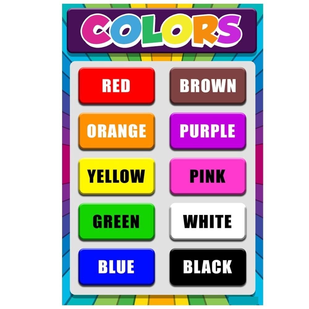 Colors Poster for Toddlers & Classroom - Sign Educational Rules, Teacher Supplies, School Decor, Teaching Kids, Nursery, Homeschool, Kindergarten poster