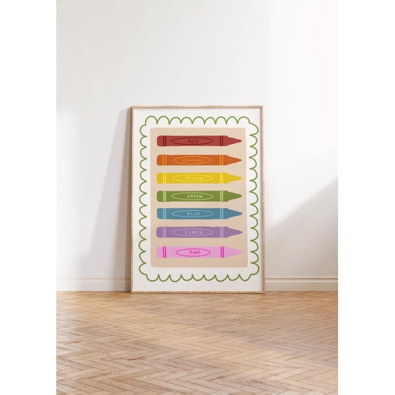 Colors Poster for Kids, Crayon Wall Art for Kids Room Physical Wall Art , Poster Print Only