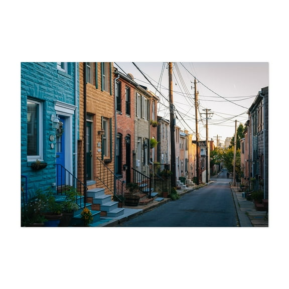 Colors along Chapel Street - Baltimore Maryland Photography Unframed Wall Art Print 5 x 7 inches