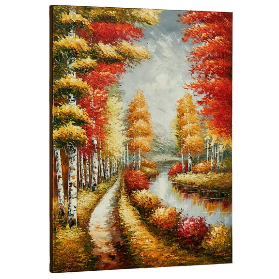 Colors of Fall Handpainted Canvas Wall Art Red And Gold Tones
