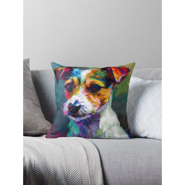 Colors of a Jack Russell Terrier Day Throw Pillow Covers Cases Cushion