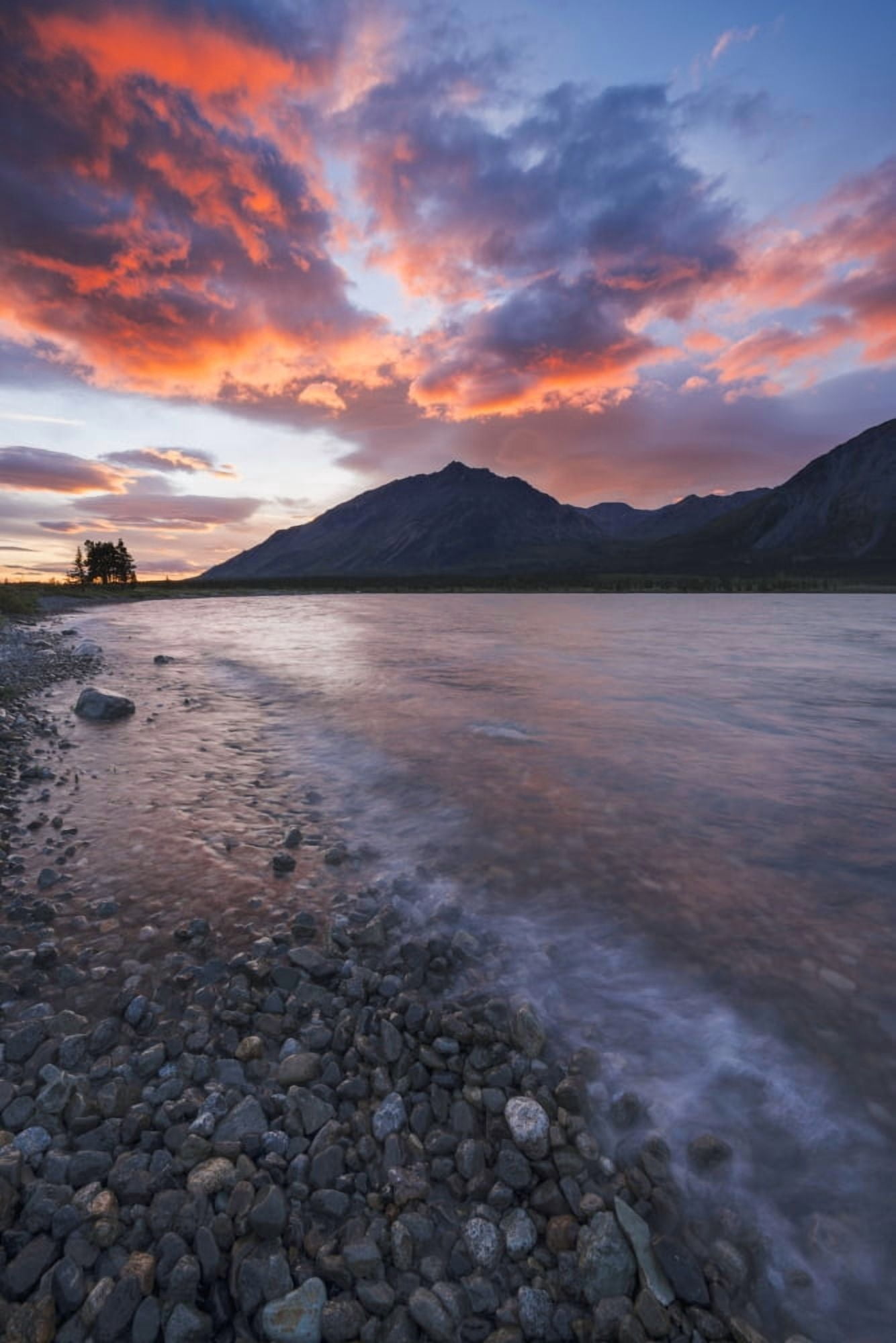 Colors of sunset fill the sky over upper Twin Lake in Lake Clark National Park & Preserve Alaska Canvas Art - Carl Johnson Design Pics (12 x 19)