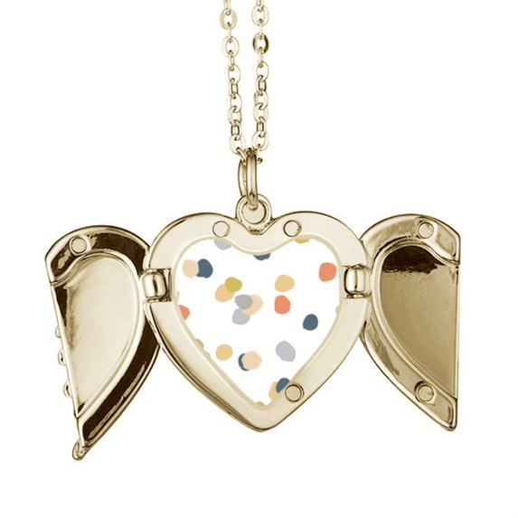 Colors s Art Pattern Folded Wings Peach Heart Pendant Necklace