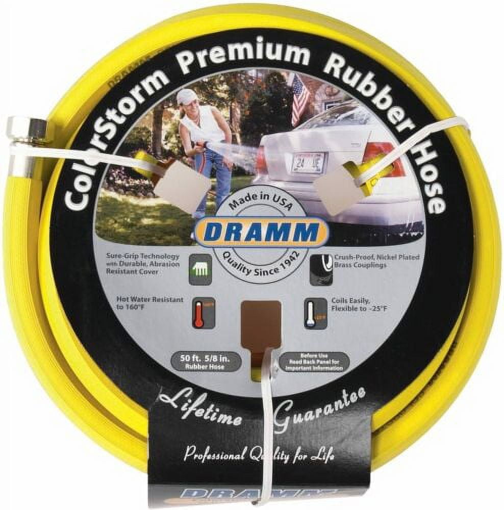 Colorstorm Yellow Hose 5/8" - 75ft Coils Easily, Made in The USA - One Hose by Dramm