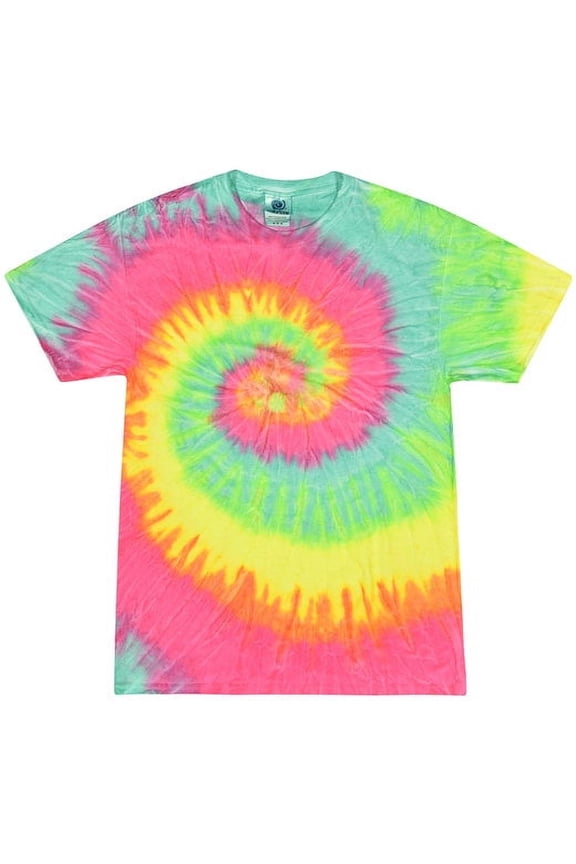 Colortone 100% Cotton Pigment Tie Dye T-Shirt for Women and Men, 2X-Large, Minty Rainbow