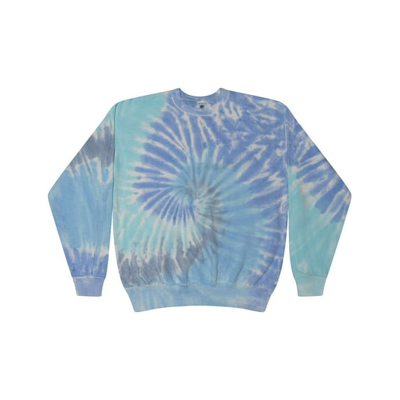 Colortone B10802253 Tie-Dyed Fleece Crewneck Sweatshirt, Lagoon - Small