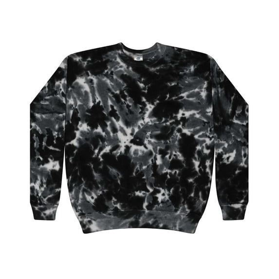 Colortone B10802508 Tie-Dyed Fleece Crewneck Sweatshirt, Multi Black - 3XL