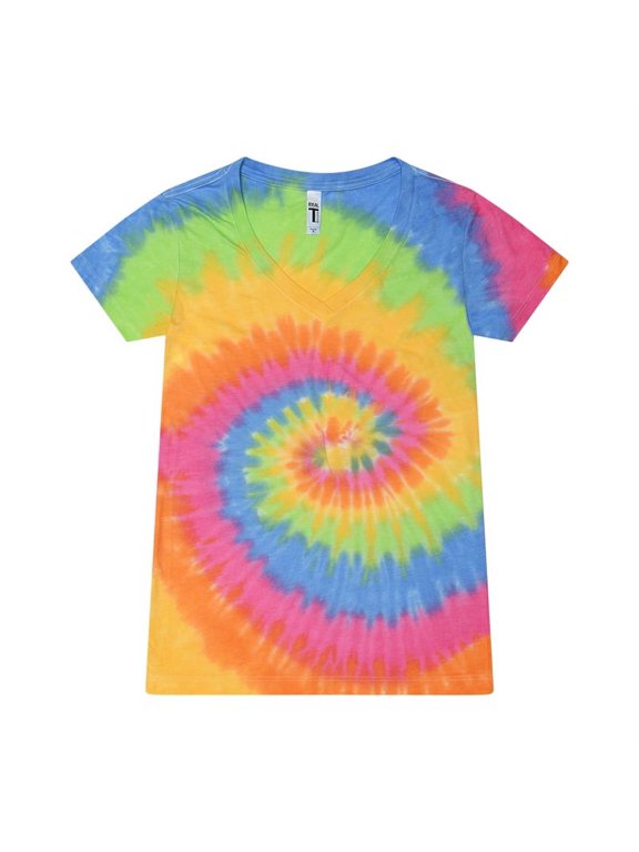 B11902118 Women Tie-Dyed V-Neck T-Shirt, Eternity - 3XL