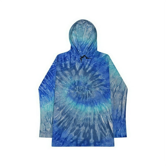 Colortone B12302004 Tie-Dyed Hooded Long Sleeve T-Shirt, Blue Jerry - Medium