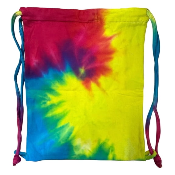 Colortone Colorblock Tie-Dye Reactive Rainbow Drawstring Bag 17" x 14"