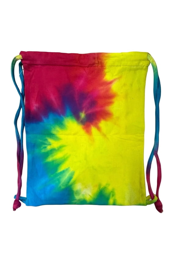 Colorblock Tie-Dye Reactive Rainbow Drawstring Bag 17" x 14"