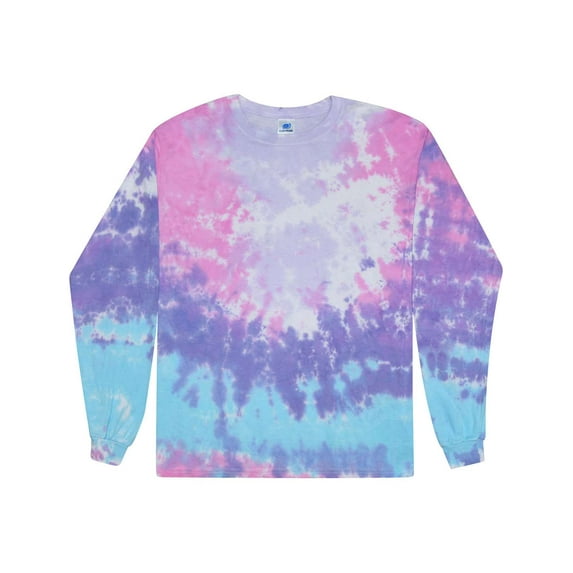 Colortone Mens Tie-Dyed Long Sleeve T-Shirt, 3XL, Cotton Candy-0