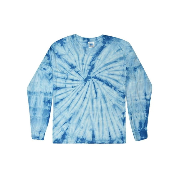 Colortone Mens Tie-Dyed Long Sleeve T-Shirt, L, Spider_Baby_Blue