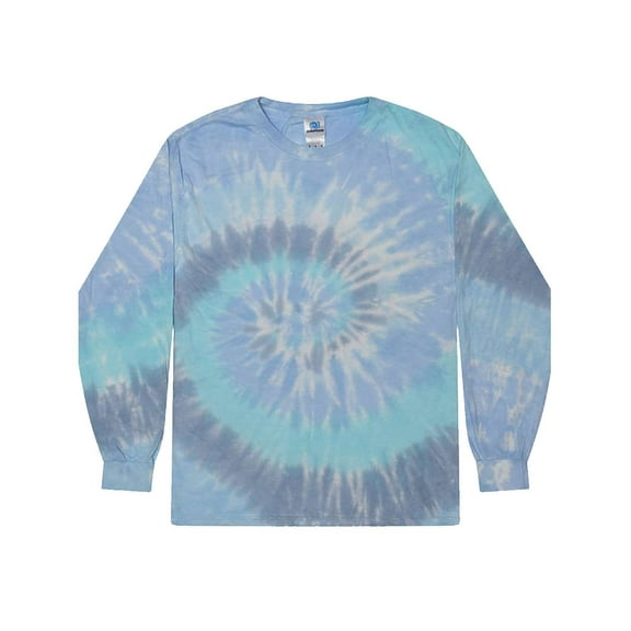 Colortone Mens Tie-Dyed Long Sleeve T-Shirt, S, Lagoon-0